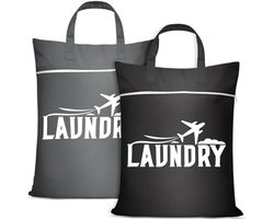 Ultiluxe® Waszakken - 2 Stuks - Reis Waszak - Schone en Vuile Was Tas - Wastas voor volwassenen en kinderen - Waterafstotend - 46 x 58 cm - Met Rits - Zwart/grijs