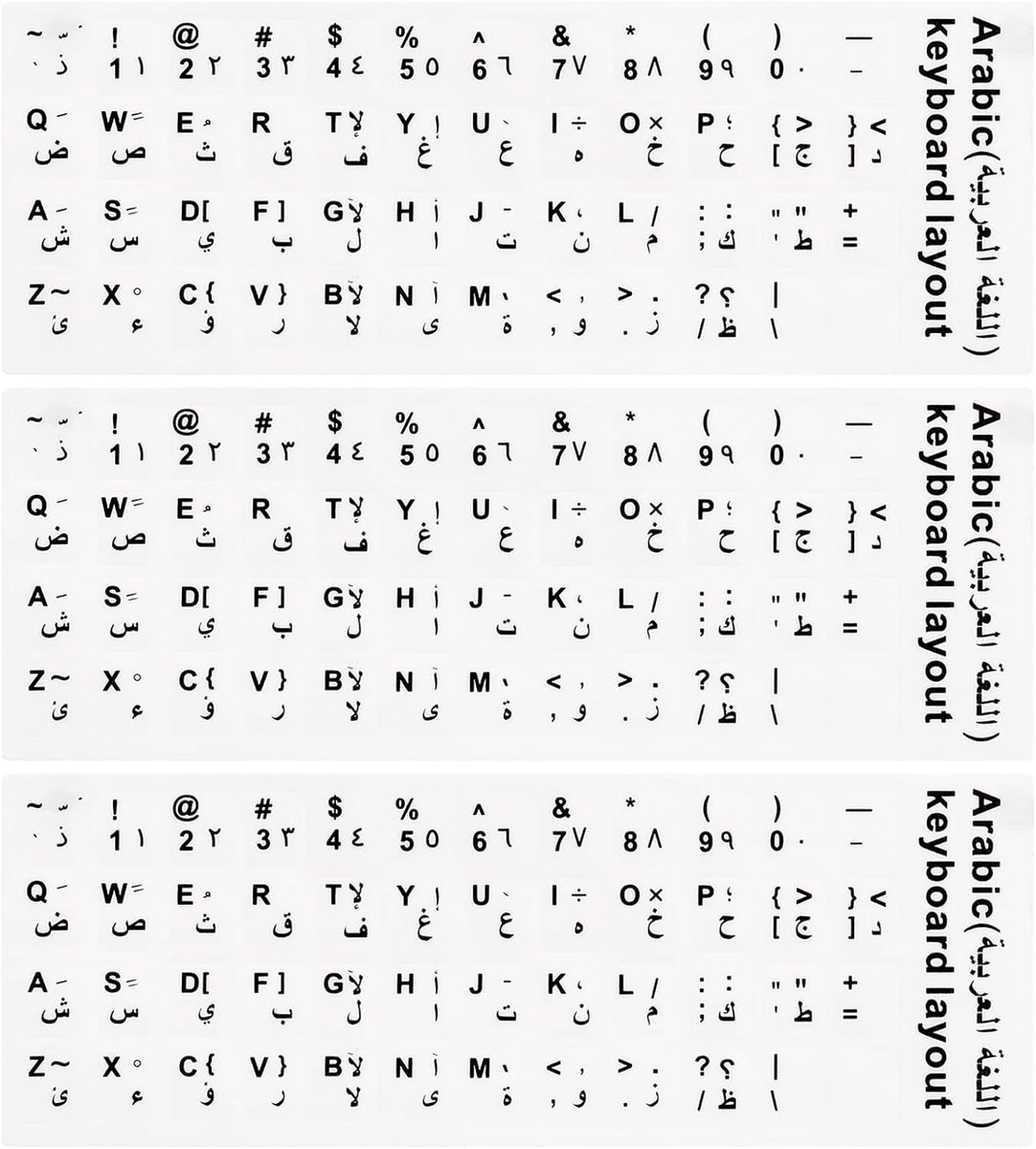 Arabisch-Engelse Toetsenbordstickers - 3 Sets Witte Letters voor Laptop en Desktop