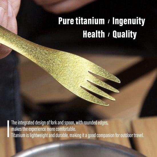 Ultralichte Titanium Spork 2-in-1 voor Outdoor Kamperen en Trekking — afbeelding 3