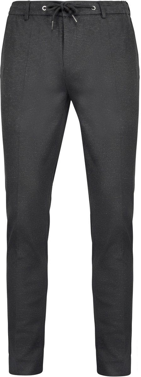 Suitable Chino broek Das Pied de Poule Antraciet - Maat 50 - Heren - Mannen broeken