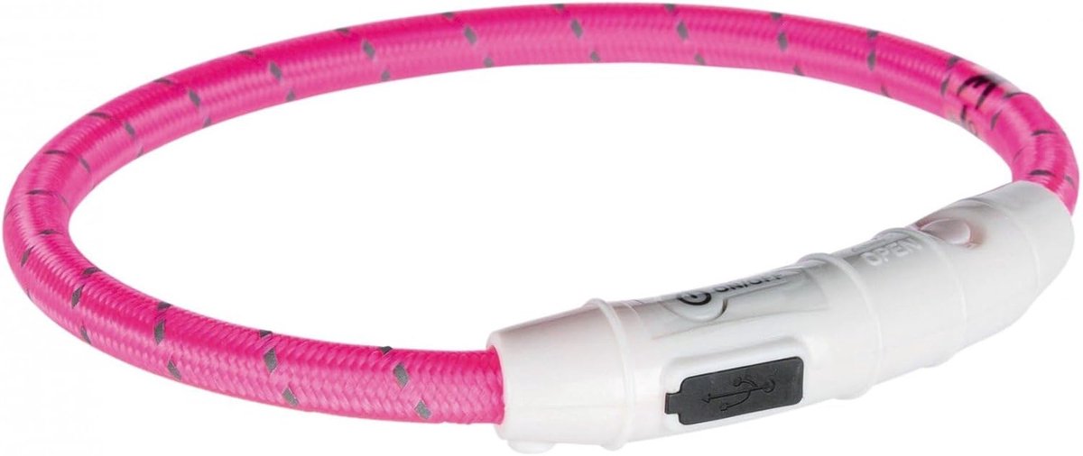 LED Lichtgevende Halsband Hond of Kat USB Oplaadbaar Roze XS-S (35 cm)