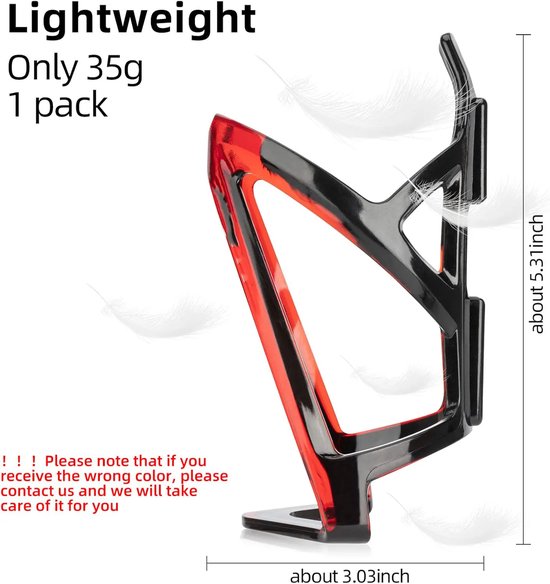 Ultra-Lichte Fiets Fleskooi - Universeel - Met Schroeven - Voor Wegfiets & MTB - zwart&rood — afbeelding 3