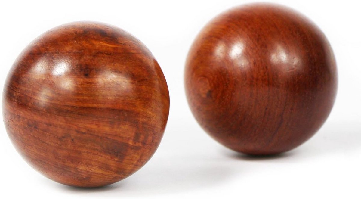 Set van 2 Houten Handmassage Ballen voor Ontspanning en Reflexzonetherapie (50mm)
