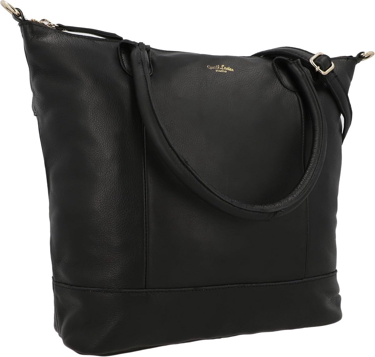 Grote Leren Shopper en Werk-Schoudertas voor Dames met Ritssluiting