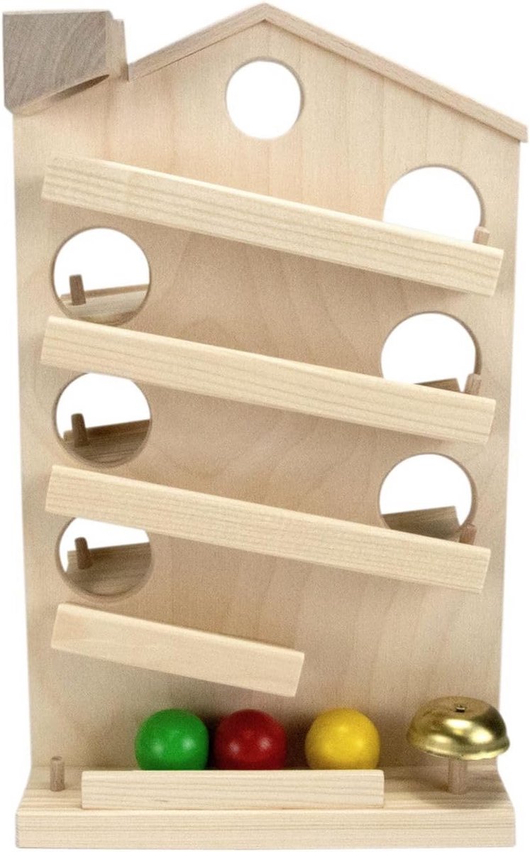 Houten Bal- en Knikkerbaan met Bel voor Uren Speelplezier