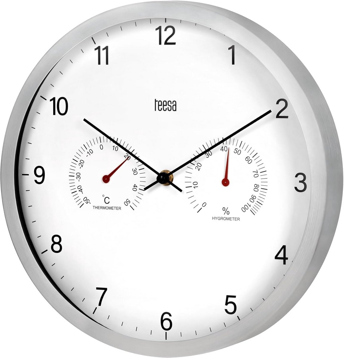 Ronde Wandklok 30 cm met Ingebouwde Thermometer en Hygrometer