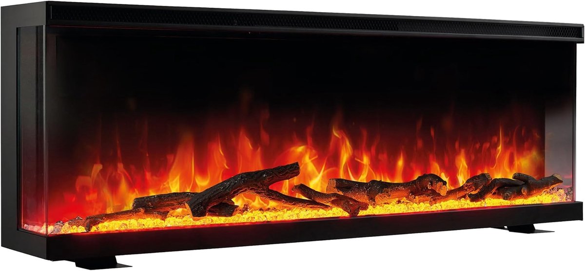 Elektrische Haard 3-in-1 met Panoramisch Uitzicht, Verwarming en 3D Vlam Effect
