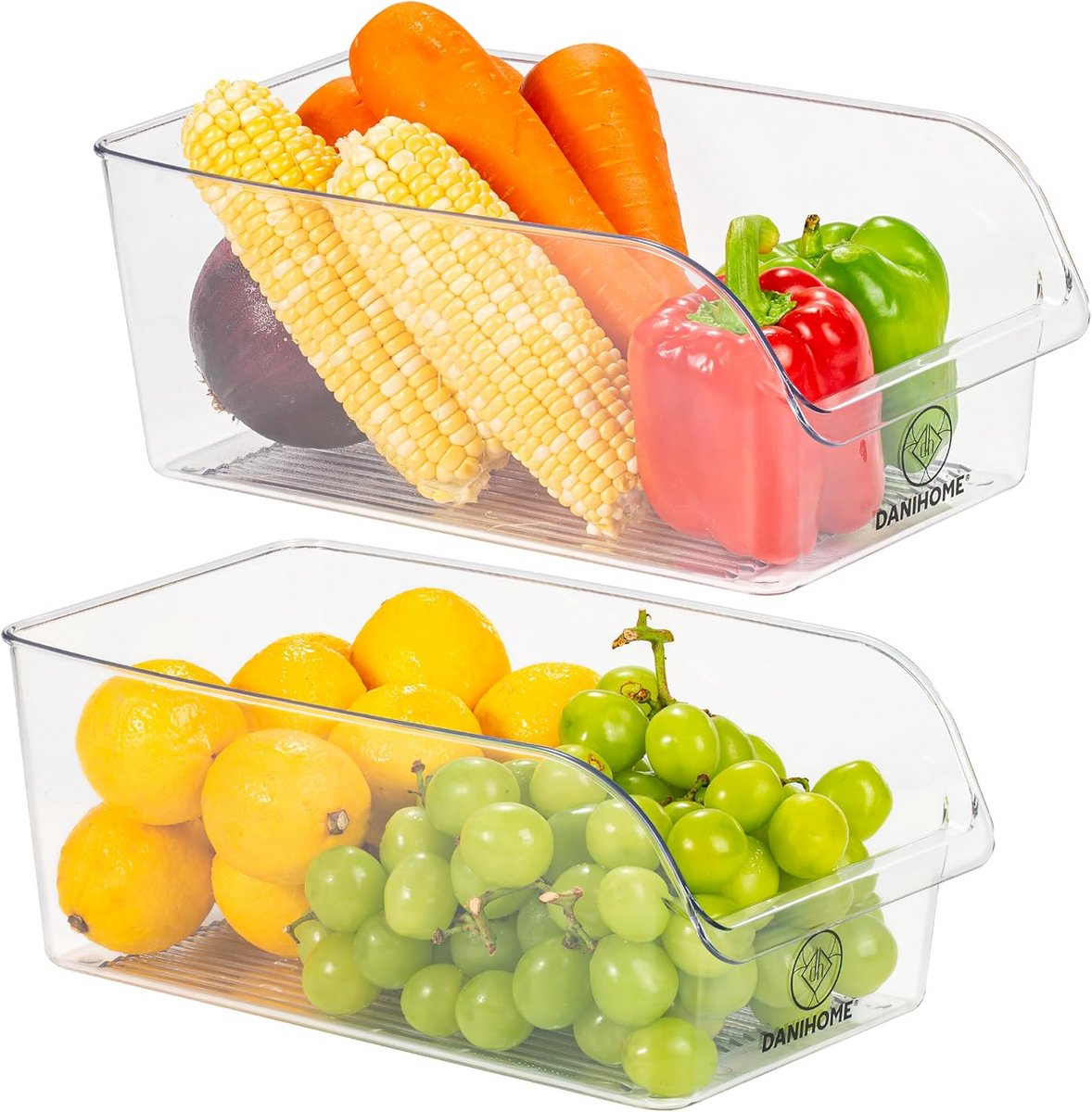 Set van 2 Transparante Opbergdozen voor Koelkast en Keuken Organizer BPA-vrij