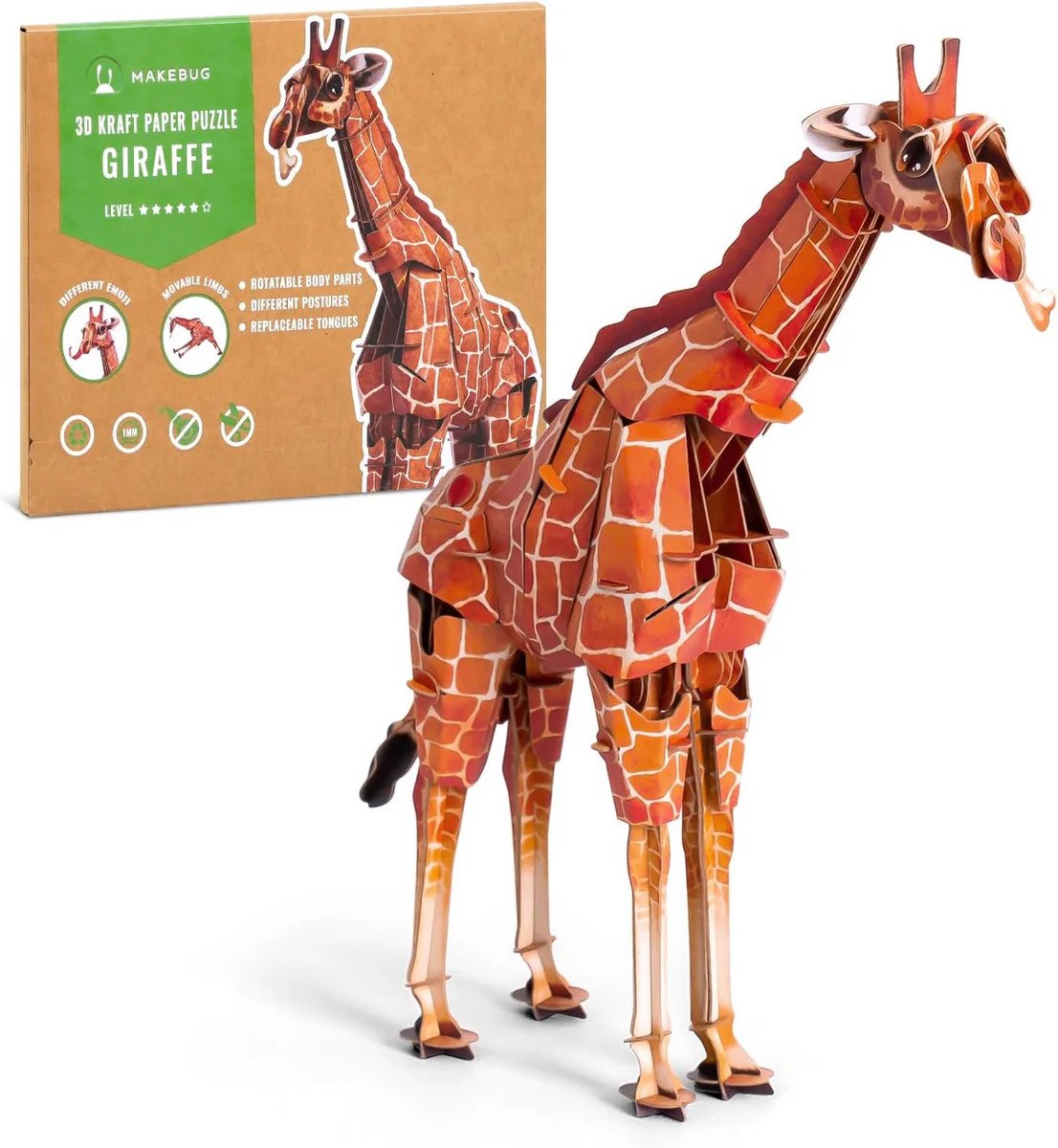MakeBug, 3D Modelbouwpakket, Bring Nature Home, Giraffe, MB-B-0011, 23x6x31cm