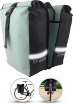 Ekostar® Dubbele Fietstas Roltop 46L - Waterbestendig - Mint/Zwart - Fietstassen Elektrische Fietsen