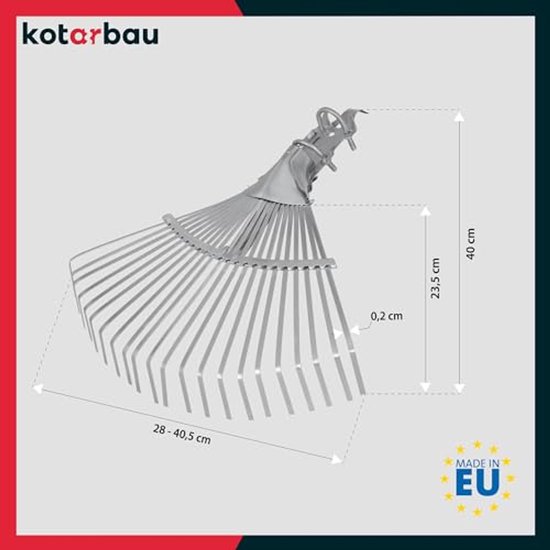KOTARBAU® Tuinhark, Bladhark, Staal, 28x40,5 cm, Zilver, Verstelbare, Bladbezem, zonder Steel, Metalen Hark, Stevige Hark, Robuust Tuingereedschap, voor Gras en Bladeren van Merkloos	 — afbeelding 3