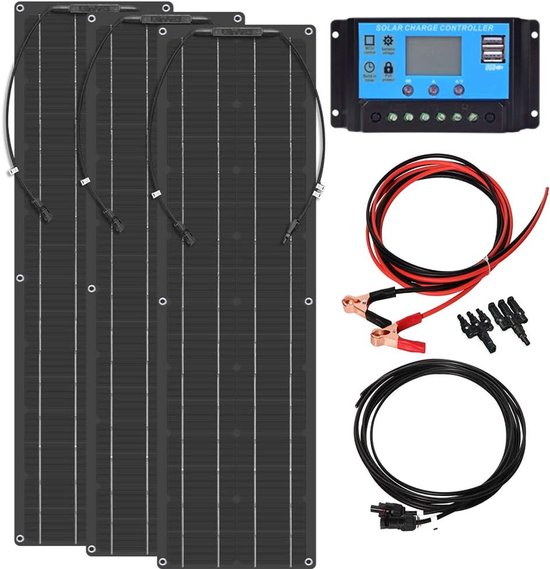 Flexibele Zonnepaneel Set 150W - 12V - 3x 50W Monokristallijn - Inclusief Solar Laadregelaar