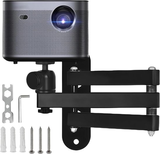 Universele Opvouwbare Beamer Wandhouder 3 kg Draagkracht 360° Draaibaar 90° Kantelbaar Zwart