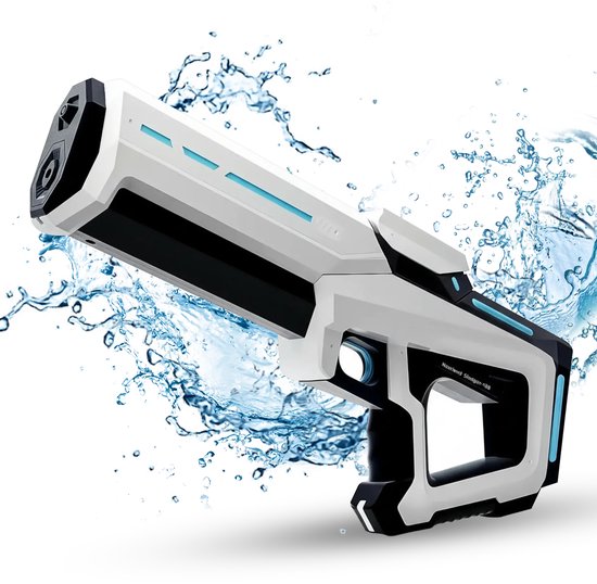 Pumpify Elektrisch Waterpistool – Buitenspeelgoed – Super Soaker – Waterspeelgoed – Met Flits Bij Ieder Schot - Automatisch Waterpistool – Watergeweer – Speelgoed – 4 Jaar – 5 Jaar – 6 jaar – 7 jaar – 8 jaar – Glock – Waterblaster – Modern Wit