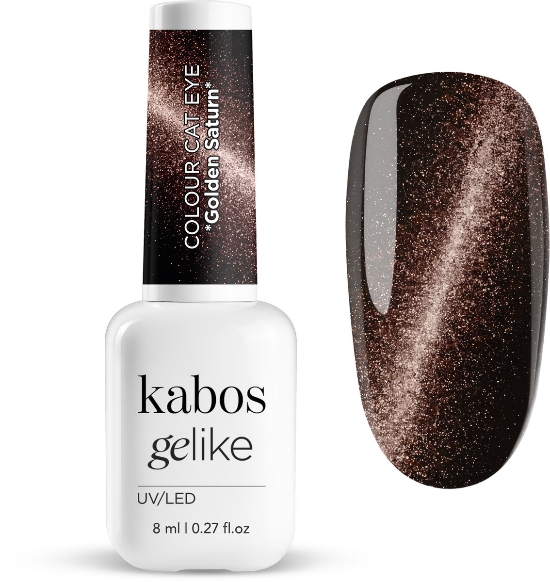 Kabos Cat Eye Nagellak Magnetisch Glitter Goud Hybride lak UV/LED-lak Gelike Golden Saturn 8ml Nail Art