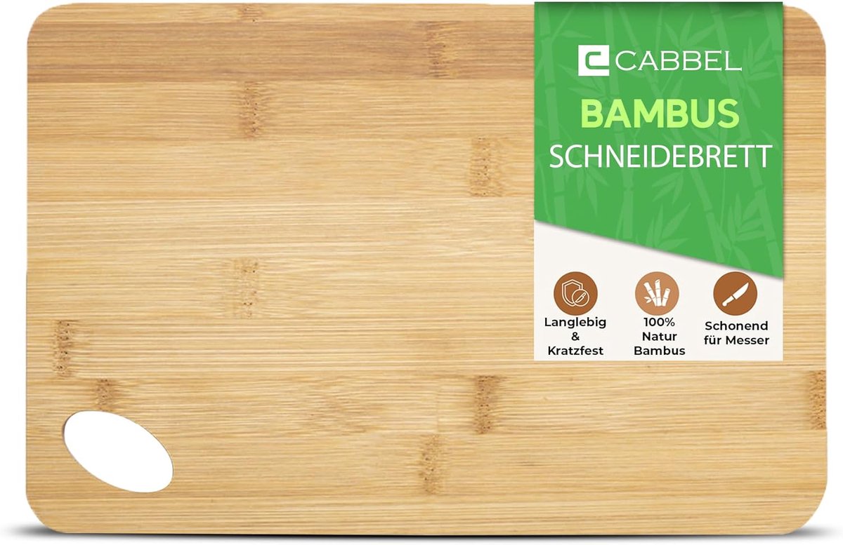 Stevige Bamboe Houten Snijplank 30x20 cm - Omkeerbaar Hakblok met Handvat