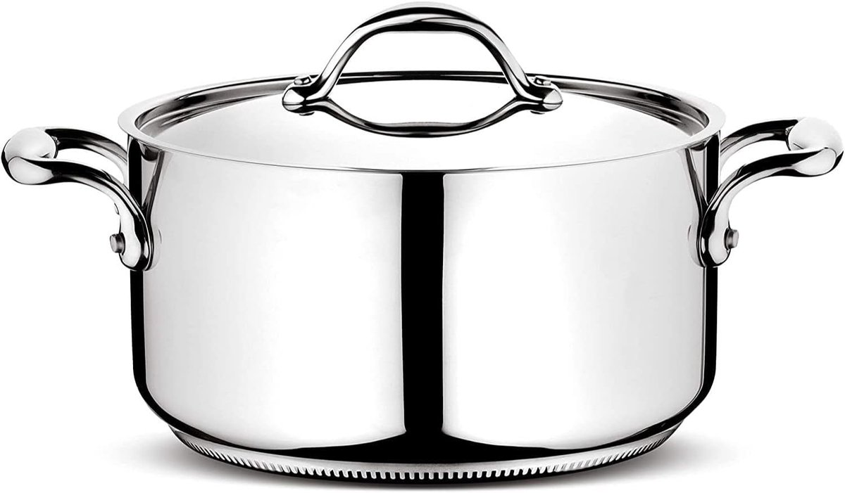 RVS Kookpan met Deksel 18 cm 5-Laags Bodem Inductie Geschikt