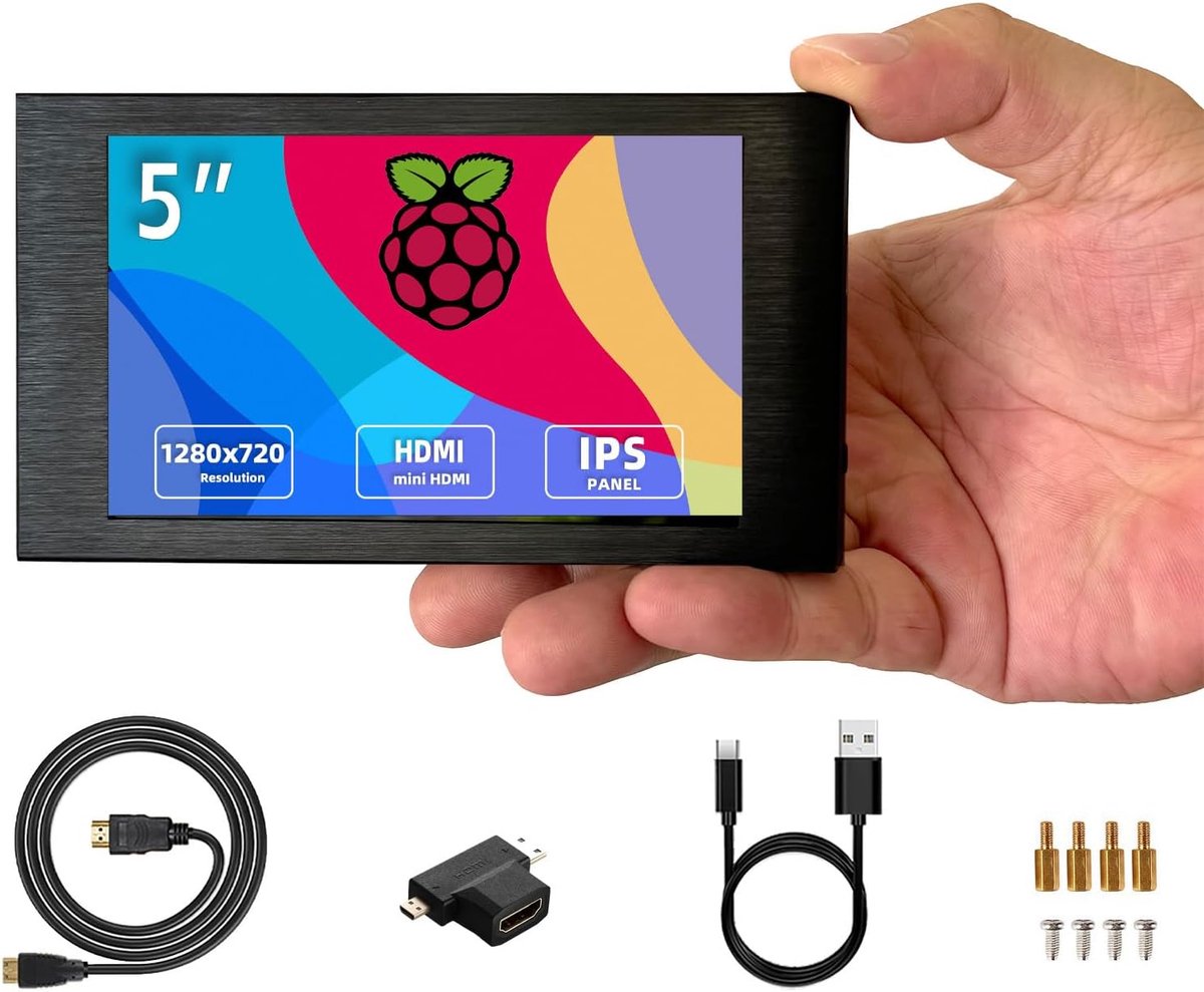 5 Inch IPS HDMI Monitor 1280x720 Draagbaar LCD Scherm voor PC en Raspberry Pi