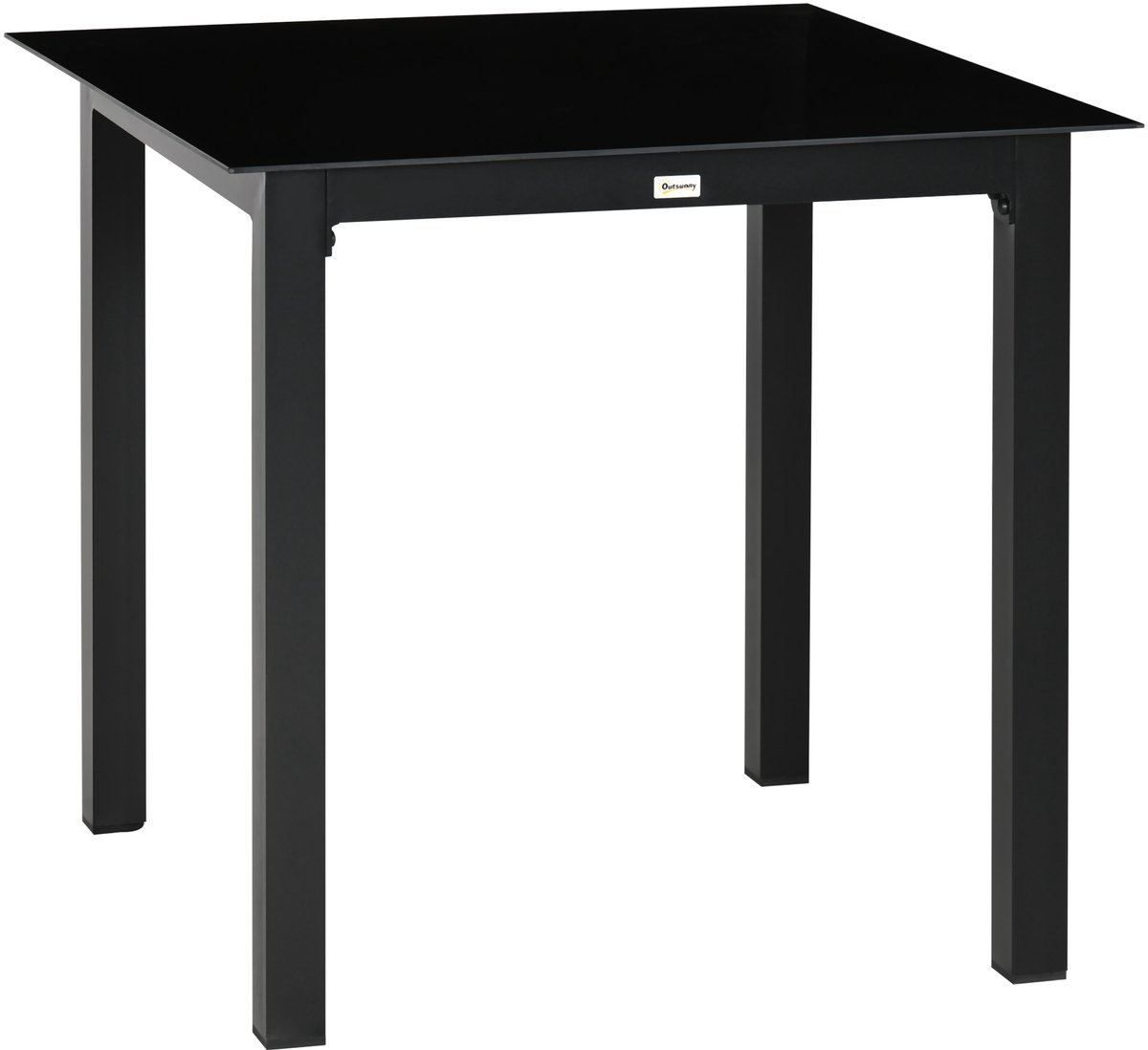 Wishdor - Tuintafel - Vierkant - Verstelbare Voetdoppen - Voor Tuin En Balkon - Aluminium En Gehard Glas - Zwart - 80 X 80 X 74 Cm