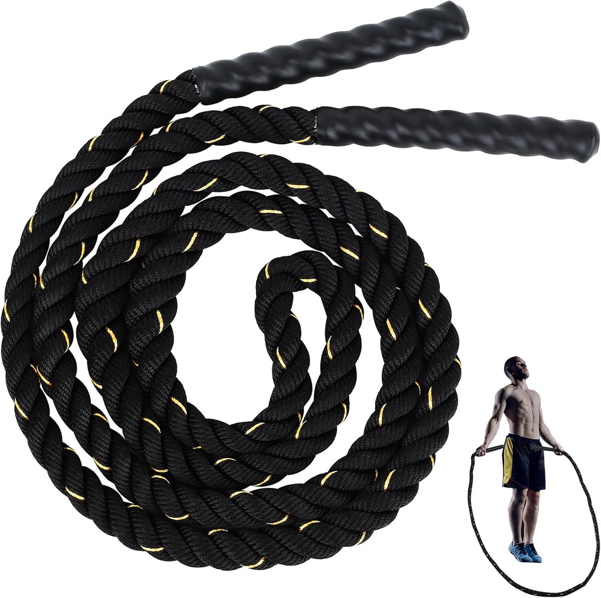 Een verzwaard springtouw van 3 meter Geschikt voor volwassenen, Geschikt voor intensieve oefeningen, fitness, boksen, training en spieropbouw.
