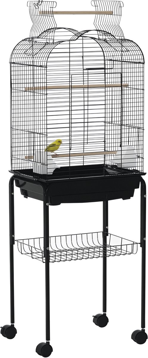 PawHut Vogelkooi - Staaldraad - 46x36x130cm - Zwart