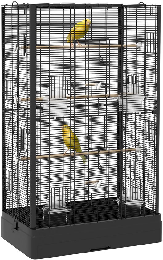 PawHut Vogelkooi - Staal - 61x36,5x98cm - Zwart