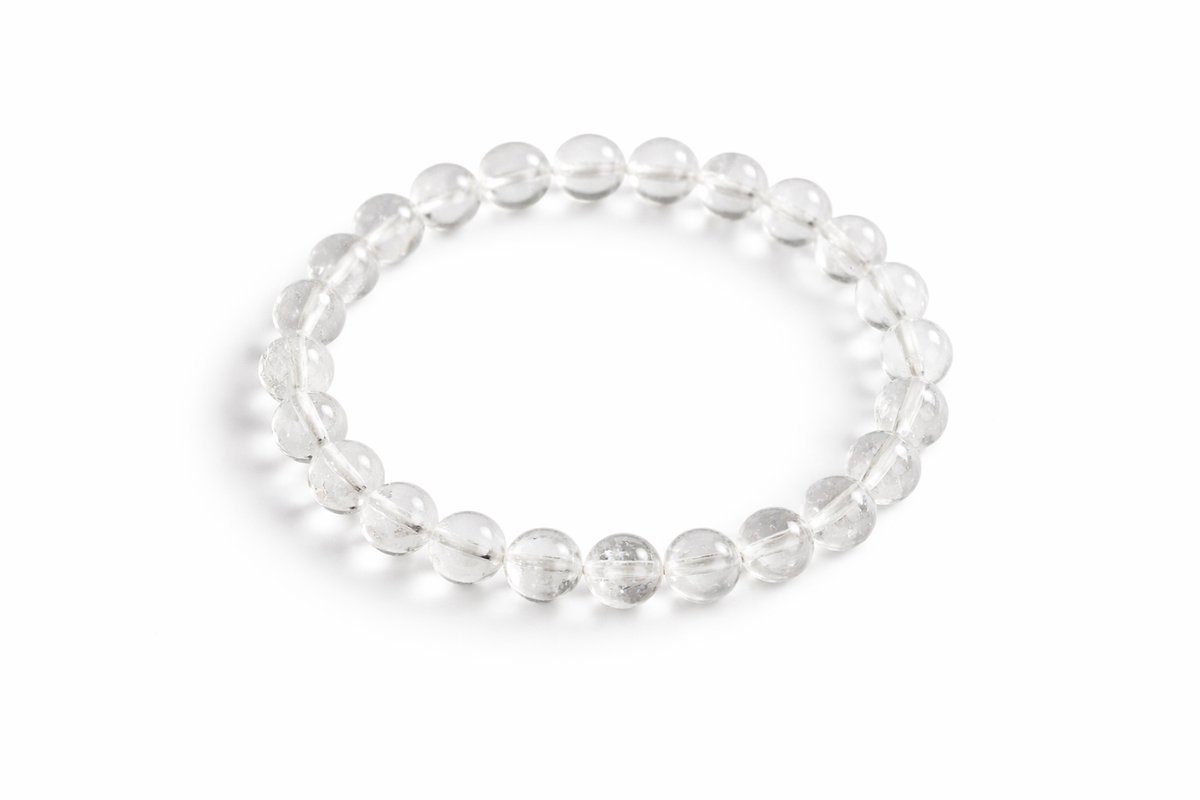 Bergkristal Armband 8 mm – Natuurlijke Edelsteen Armband – Diameter 16 cm – Transparant Kwarts – Unisex