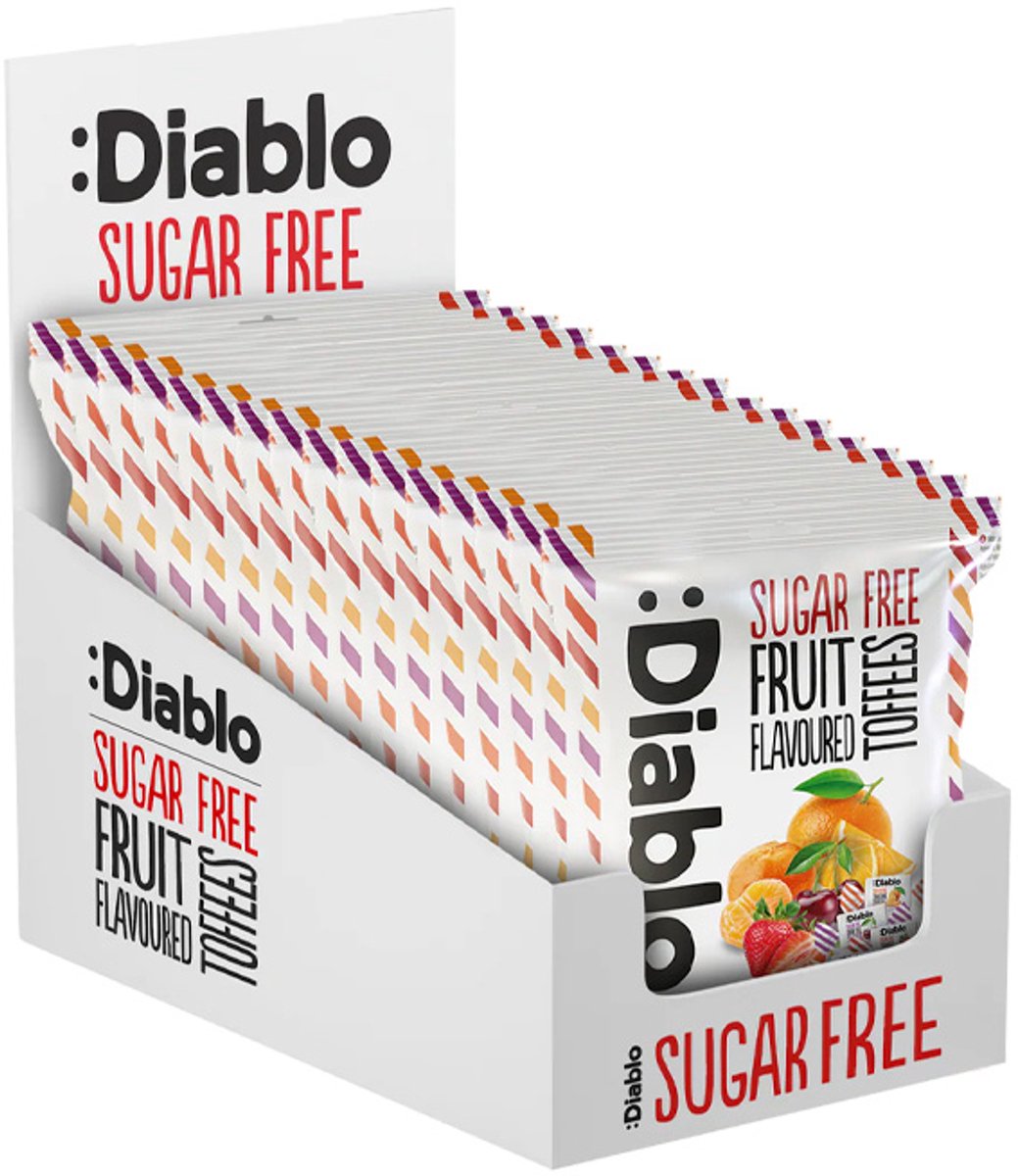 Diablo | Sugar Free | Fruit Toffee Sweets | 16 Stuks | 16 x 75 gram