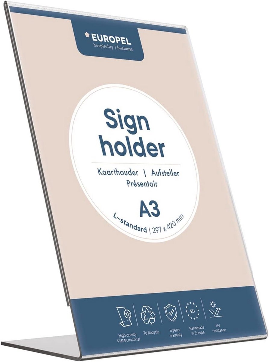 Schuine Acryl Tafelstandaard in Transparant voor A3 Papier