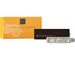 Rituals - Auto Parfum - 2x Auto Luchtverfrisser Refills 3 gram + 1x Houten Houder voor Luchtverfrisser - Ritual of Mehr - Autoparfum - Car Perfume - Refill - Navulling