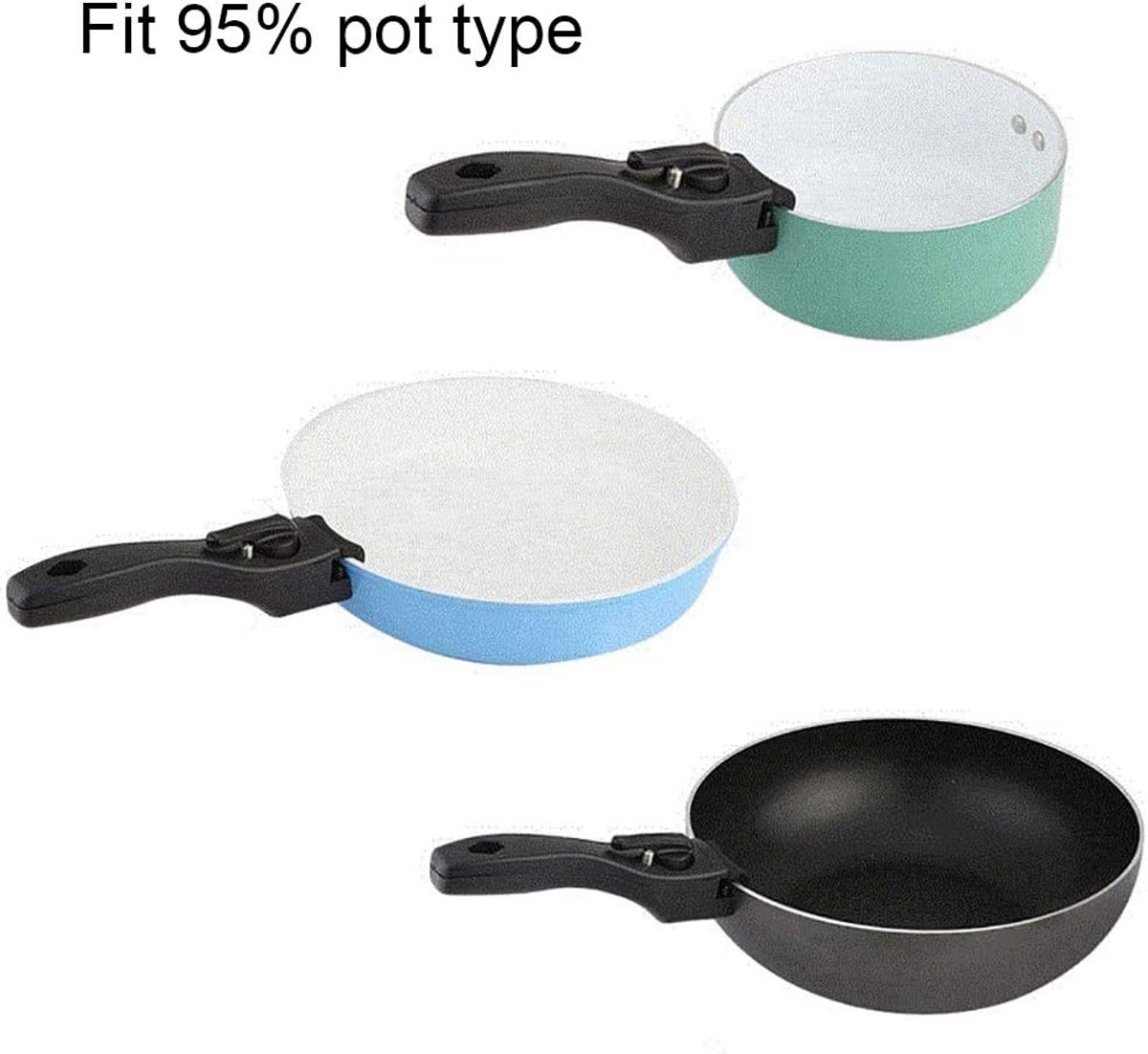 Verwijderbare Steelpan Greep - Anti-Scorching Pot Handvat met Hout en Siliconen - Universe
