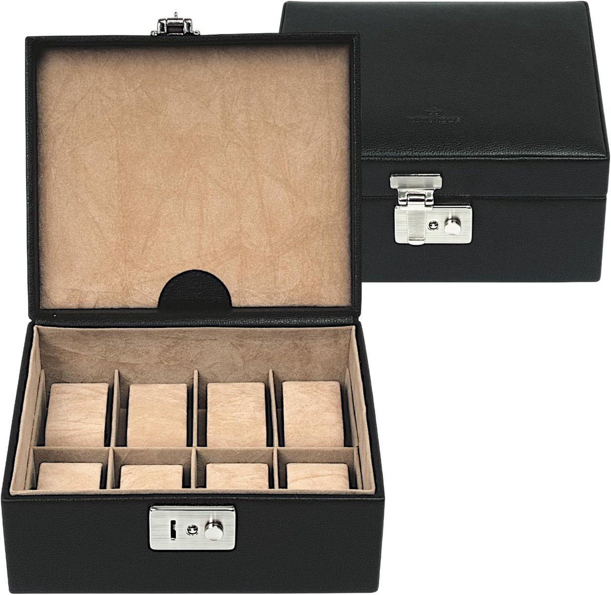 Luxe Horlogedoos voor 8 Horloges - Echt Leer Zwart