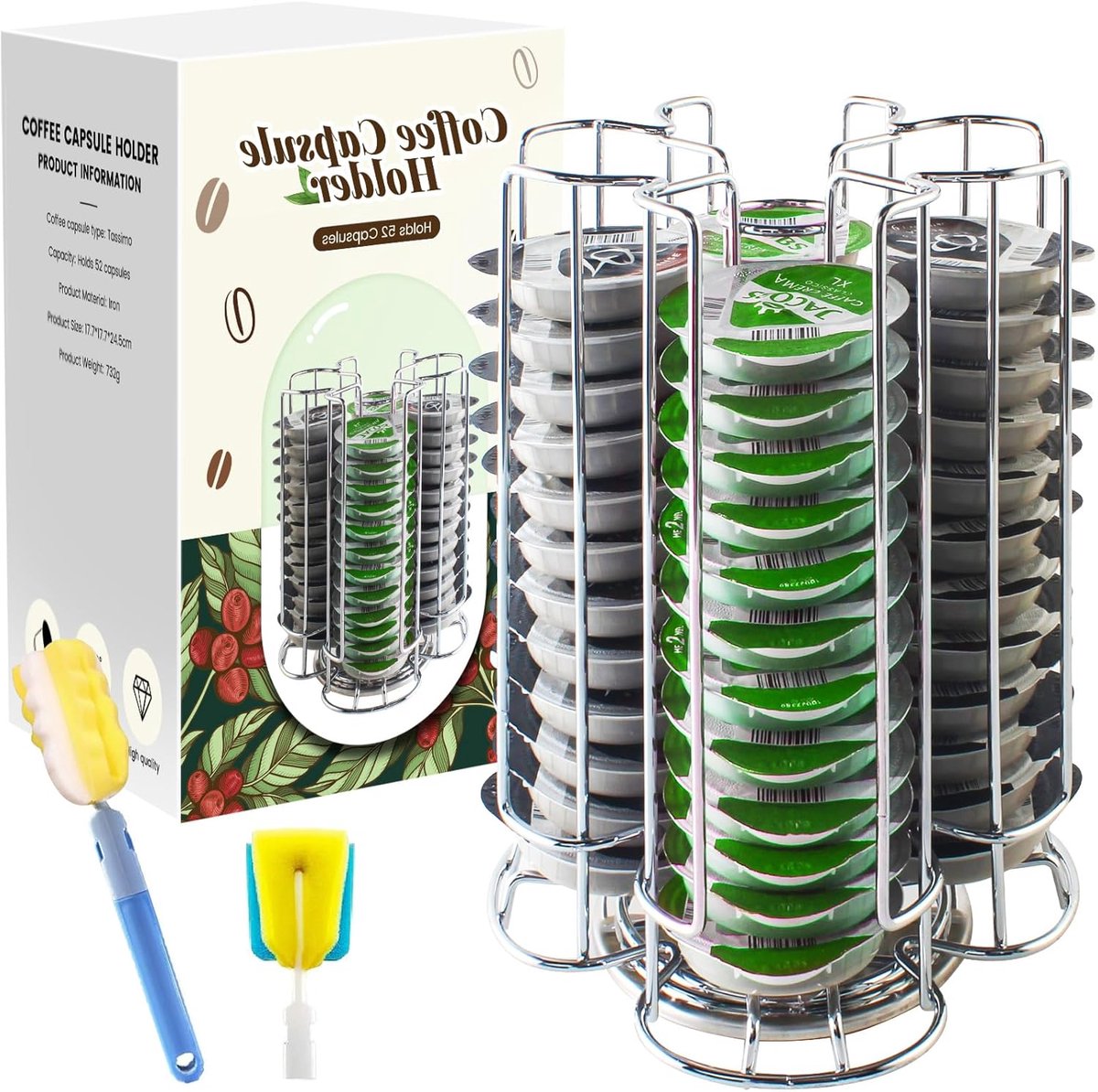 Draaibaar Koffiecapsulehouder voor 52 Tassimo Capsules