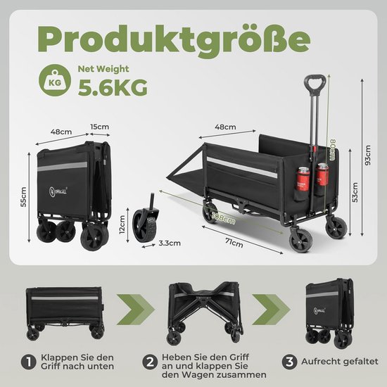 Bolderkar opvouwbaar - Stevig opvouwbaar frame - Strandwagen - Boodschappenkar van Bolderkar Opvouwbaar — afbeelding 5