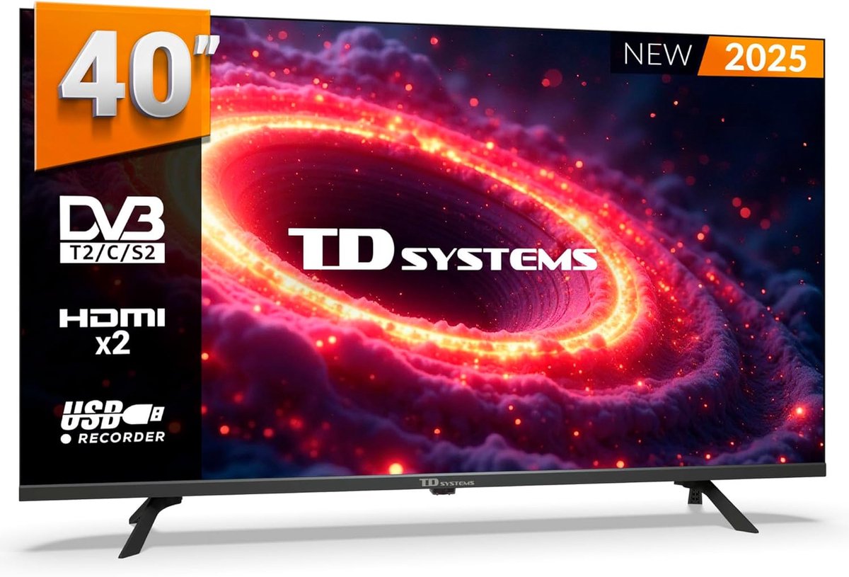 40 inch Full HD Televisie zonder Smart TV, DVB-T2/C/S2 Tuner, USB Opname en Speler, 2 Jaar Garantie