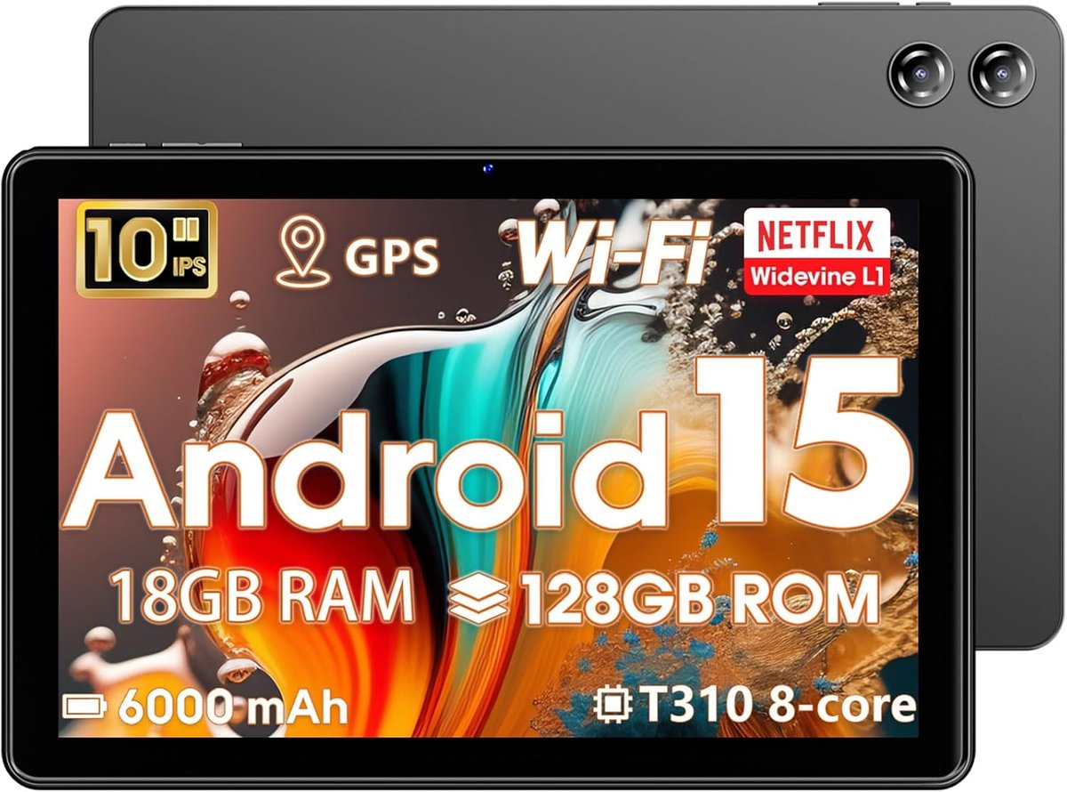 Krachtige 10 Inch Tablet met Android 15, 18GB RAM en 128GB Opslag