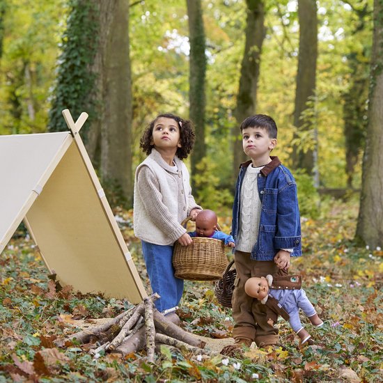 Corolle poppenjasje velours Kleine Ontdekker 36cm bruin fleece natuurprint. — afbeelding 3