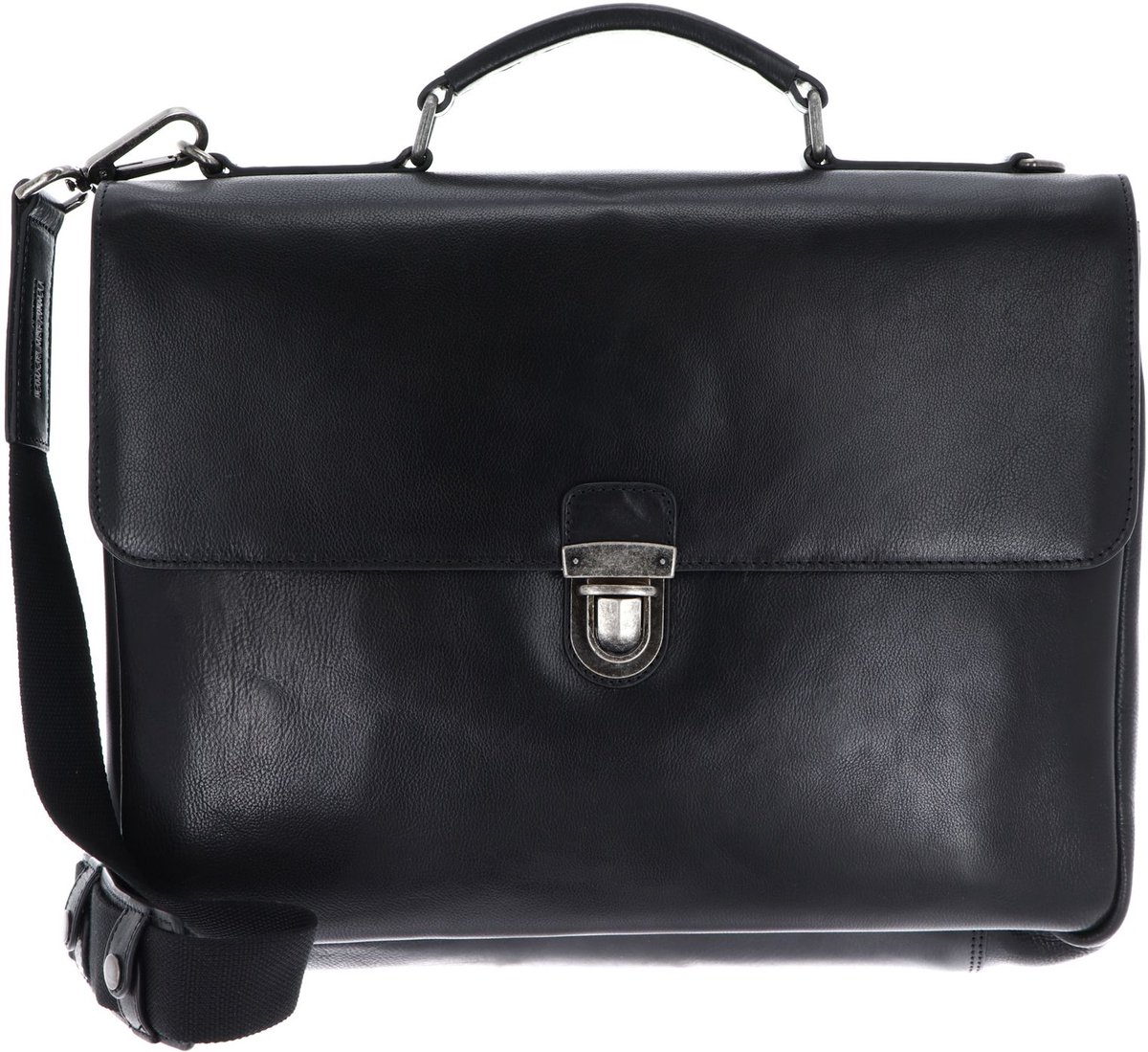 LEONHARD HEYDEN Leren aktetas business tas met laptopvak Roma Aktenmappe 2 Fächer 5390 Schwarz zwart