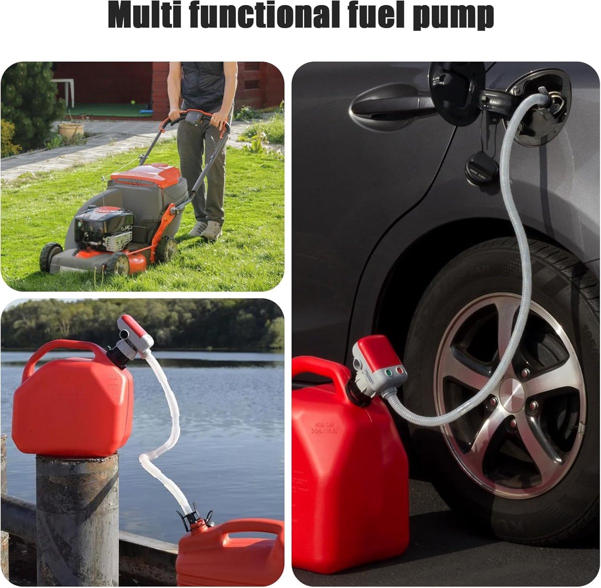 Elektrische Hevelpomp met Auto-Stop Sensor - Brandstofpomp voor Jerrycans - USB-C & Batterij Voeding - 12 L/min - Inclusief 4 Adapters - Voor Benzine, Diesel thumbnail 4