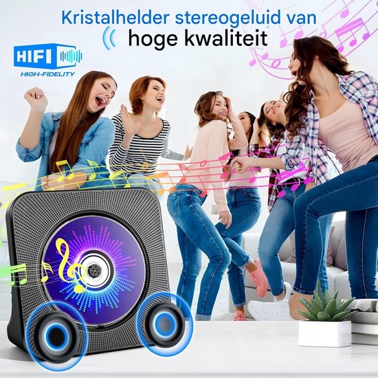 TENZHVXI - Cd-speler - Draagbare Cd-speler Met Bluetooth - Verticale Desktopontwerp/Lcd-scherm/HiFi-luidsprekers - 1 Stuk - Zwart van Merkloos — afbeelding 4