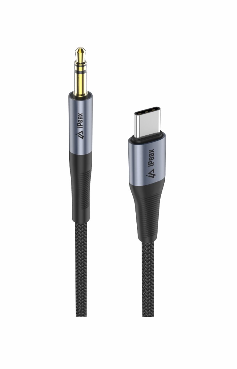 iPeax USB-C naar 3.5mm Audio Kabel – 1,5 Meter – Zwart