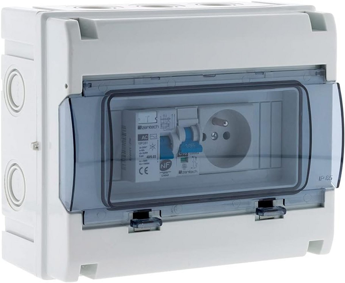 Waterdichte Elektrische Verdeelkast IP65 - 8 Modules - Inclusief Differentieelschakelaar en Stopcontact