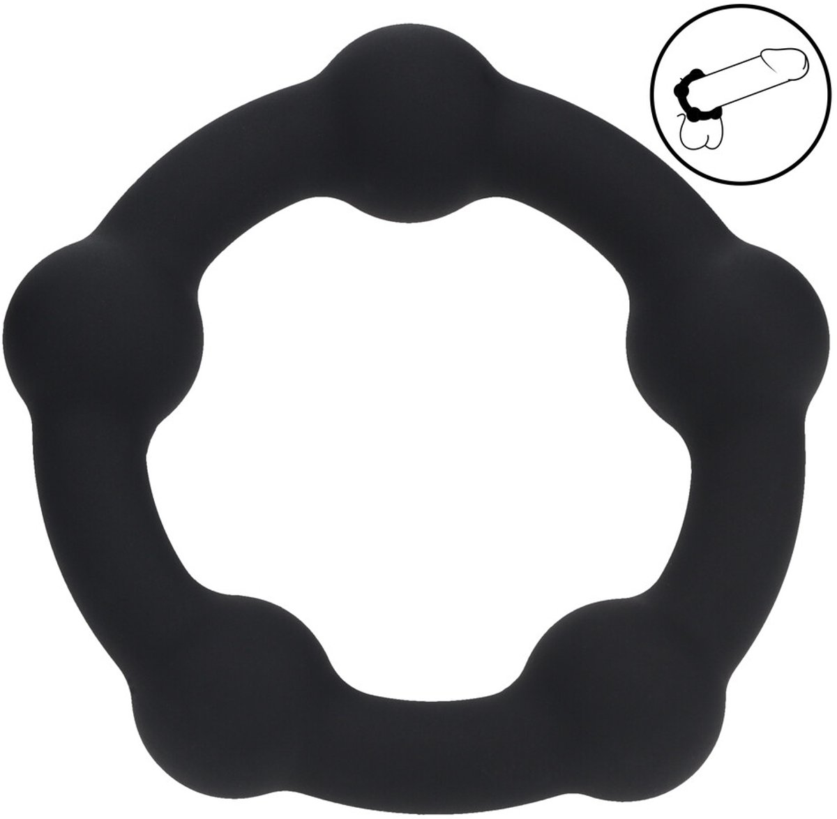 Beaded Silicone Cockring - S - 30mm - Black