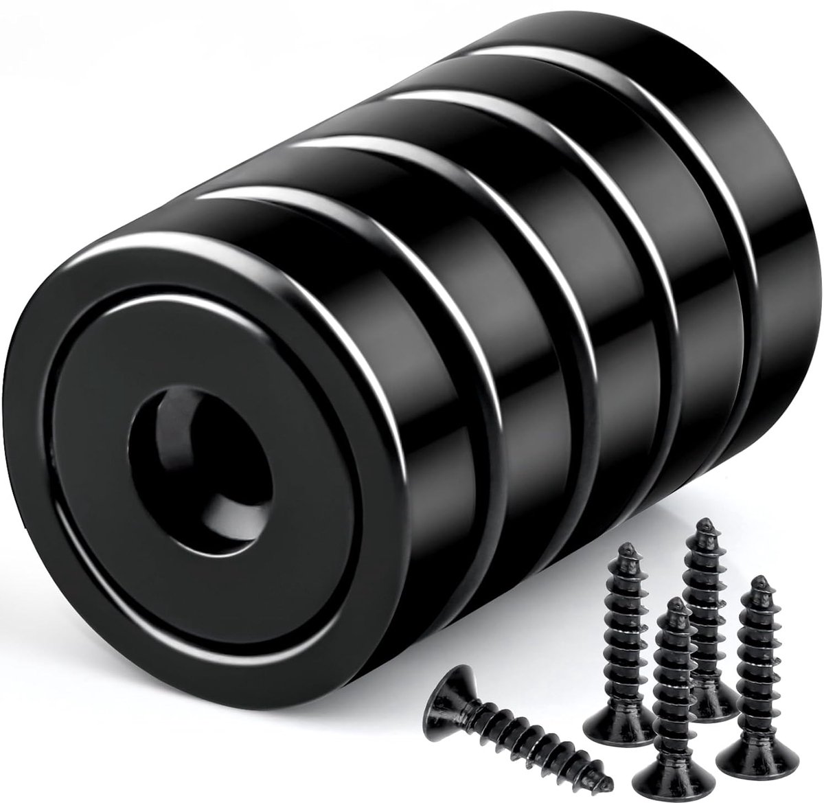 Extra Sterke Neodymium Magneten met Gat - 10 kg Houdkracht - Schroefmagneten (5 stuks)