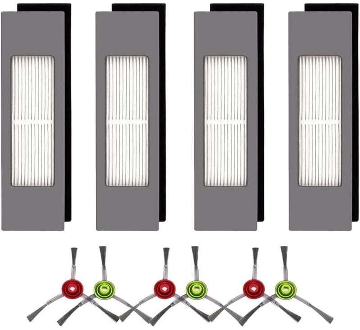 Accessoires Geschikt voor Deebot T8, vervangingsonderdelen Geschikt voor Deebot N8, 4 filters en 6 zijborstels compatibel Geschikt voor Ecovacs Deebot Ozmo 9