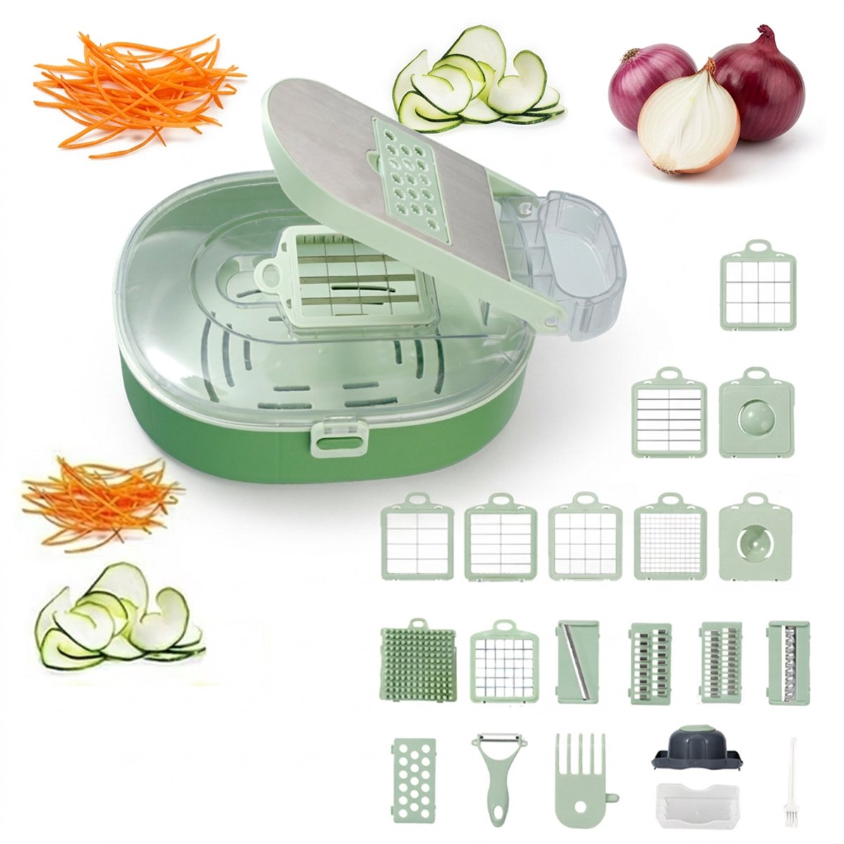 Hearyoo Groentesnijder Set 20-delig – Multifunctionele Groente Snijder – Mandoline Voor Snijden Raspen Julienne