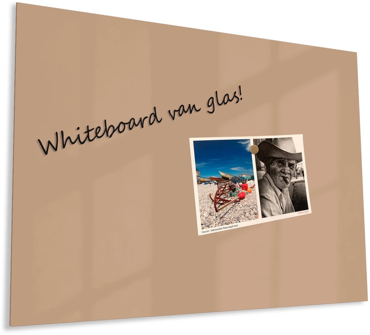 Mydesignglas Glazen Whiteboard - Gehard Glas - Magneetbord - Memobord - Magnetisch - Krasbestendig - Frameless -90x60cm - Sandstone