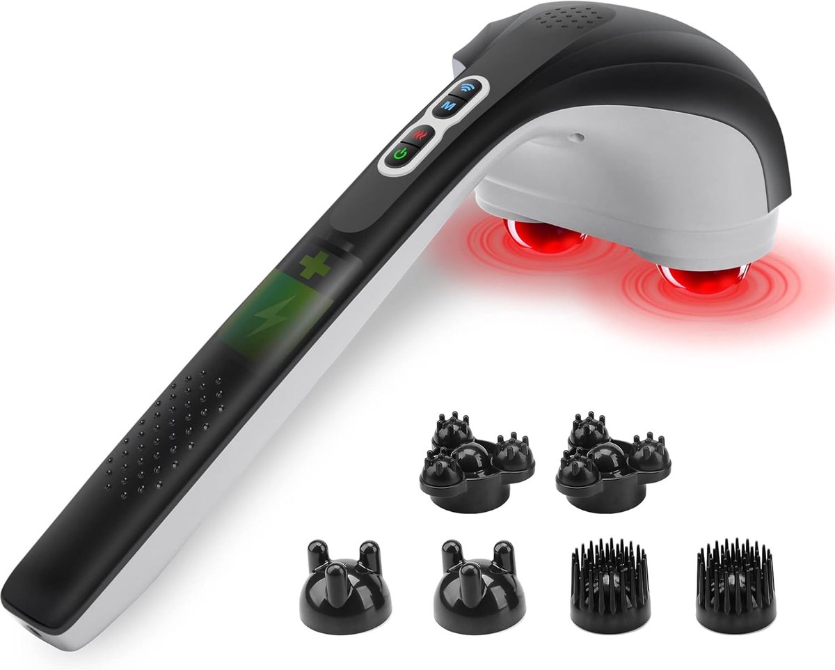Draadloze Percussie Handmassageapparaat met Warmte voor Nek en Rug