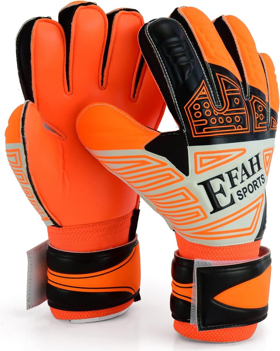 Voetbaldoelman Handschoenen Kinderen met Fingersave en Sterke Grip Oranje