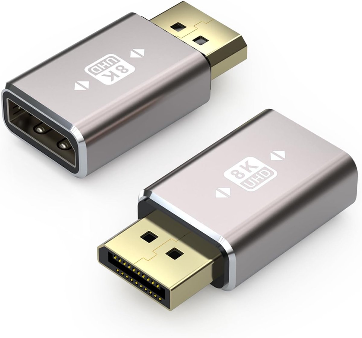 2x DisplayPort Verlengadapter 8K UHD HDR DP 1.4 M/V Connector
